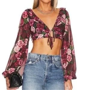 MAJORELLE Rocsi Blouse in Red Painted Dreams